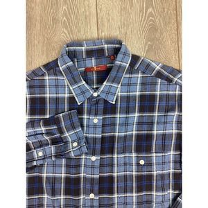 7 FOR ALL MANKIND POCKET‎  SUPER SOFT SHIRT MENS XL Blue Gray Plaid
